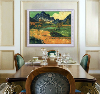 纯手绘梵高抽象油画风景挂画，美式客厅过道欧式工艺梵高装饰画餐厅挂画