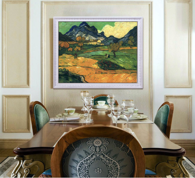 纯手绘梵高抽象油画风景挂画，美式客厅过道欧式工艺梵高装饰画餐厅挂画