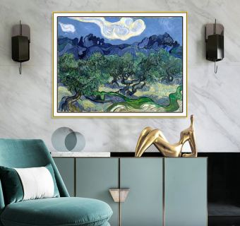 橄榄树梵高油画欧式客厅挂画，北欧抽象现代简约客厅装饰画