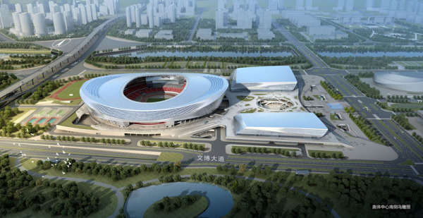 郑州市奥林匹克体育中心效果图制作,国内建筑效果图公司