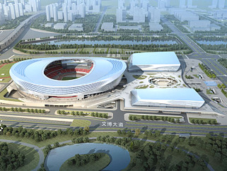 郑州市奥林匹克体育中心效果图制作,国内建筑效果图公司