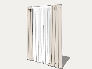 常用日式<em>现代简约</em>窗帘的草图模型，窗帘sketchup模型库