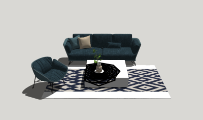 北欧风格沙发组合的草图模型，沙发sketchup模型库