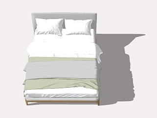 常用现代<em>简约双人床</em>的草图模型，双人床sketchup模型库