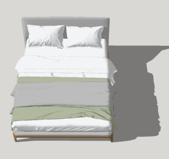常用现代简约双人床的草图模型，双人床sketchup模型库