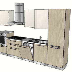 现代简约风格的橱柜草图模型，橱柜sketchup模型库