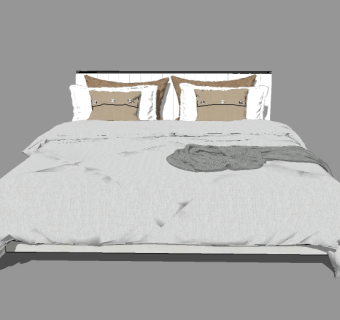 现代极简风格双人床的草图模型，双人床草图大师模型下载