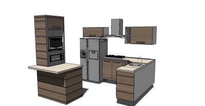 现代风格橱柜的草图模型，橱柜草图大师模型下载