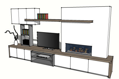 现代简约电视柜的草图模型，电视柜sketchup模型库