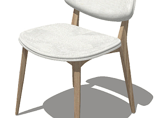 北欧白色单椅草图模型，椅子<em>草图大师模型</em>下载