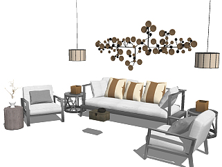北欧风格个性沙发组合草图模型，沙发<em>草图大师模型</em>下载