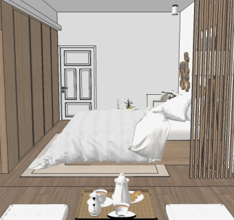 日式单身公寓草图模型，公寓草图大师模型下载