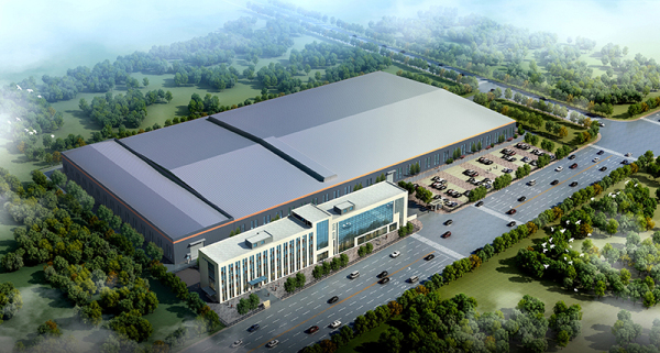 玻璃加工厂鸟瞰效果图设计，大型工业厂区设计方案效果图