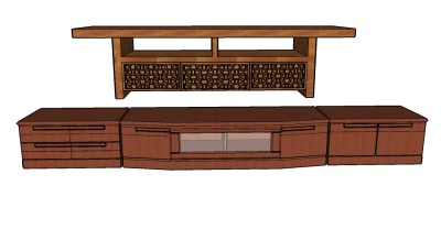 2款中式电视柜草图模型，电视柜草图模型sketchup下载