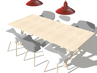 北欧简约日式餐桌草图模型，餐桌<em>草图大师</em>模型下载