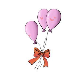 粉色卡通手绘情人节节日气球装饰七夕素材