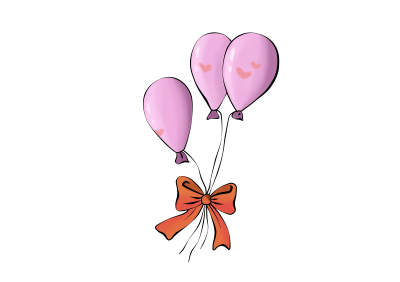 粉色卡通手绘情人节节日气球装饰七夕素材