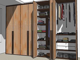 现代木质衣柜草图模型，衣柜草图模型sketchup下载