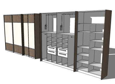 现代衣柜组合草图模型，衣柜草图模型sketchup下载