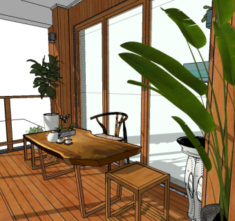 两款小阳台设计草图模型，小阳台设计草图模型sketchup下载