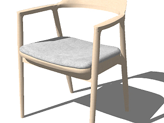 木质北欧风单椅休闲椅草图模型，休闲椅草图模型sketchup下载