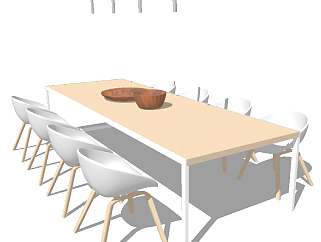 八人餐桌草图模型，餐桌草图模型sketchup下载