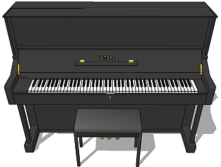 <em>黑色</em>古典优雅钢琴草图模型，钢琴草图模型sketchup模型...