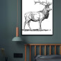 黑白速写麋鹿装饰画，现代简约客厅沙发卧室墙背景挂画 (1).jpg