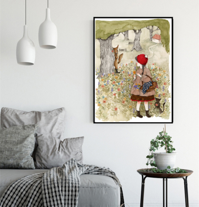 现代简约客厅沙发卧室墙背景挂画，彩绘童话仙子图案元素挂画装饰画