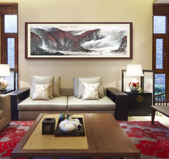 山水装饰画素材图片，中式简约客厅沙发卧室墙背景挂画