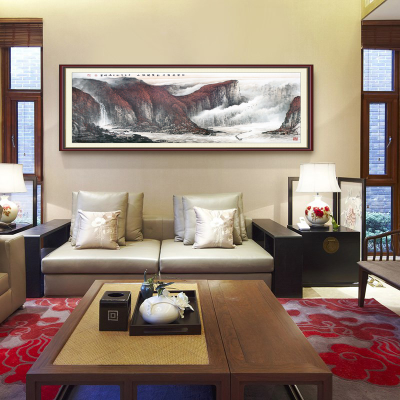 山水装饰画素材图片，中式简约客厅沙发卧室墙背景挂画