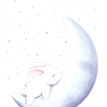 银色星空睡在月亮上的兔子背景中秋素材