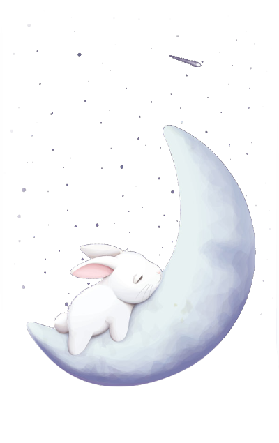 银色星空睡在月亮上的兔子背景中秋素材 中秋节 易图网