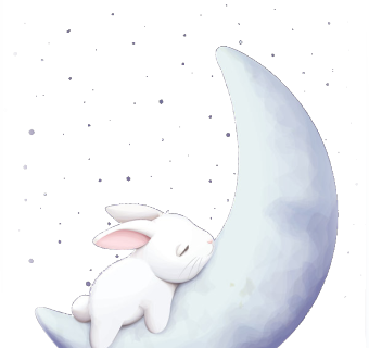 银色星空睡在月亮上的兔子背景中秋素材