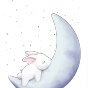 银色星空睡在月亮上的兔子背景中秋素材.png
