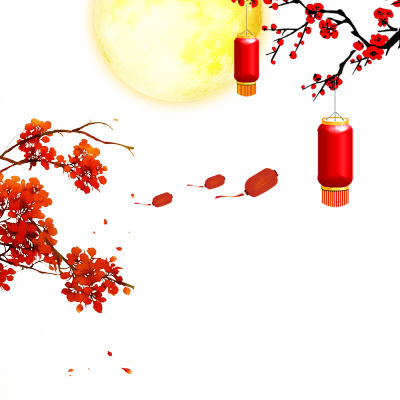 中秋红色花朵大红灯笼中秋背景素材