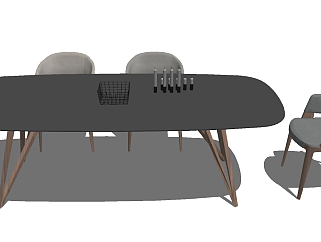 北欧高级黑餐桌<em>草图模型</em>，餐桌<em>草图模型</em>sketchup模型库