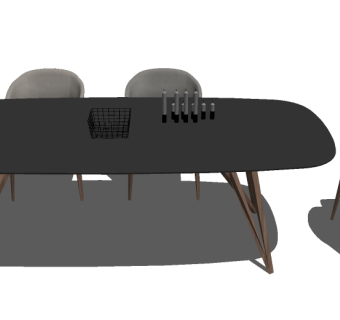 北欧高级黑餐桌草图模型，餐桌草图模型sketchup模型库