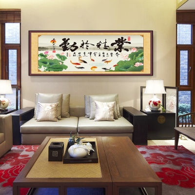 中国风业精于勤展板装饰画，新现代中式沙发客厅背景墙装饰画