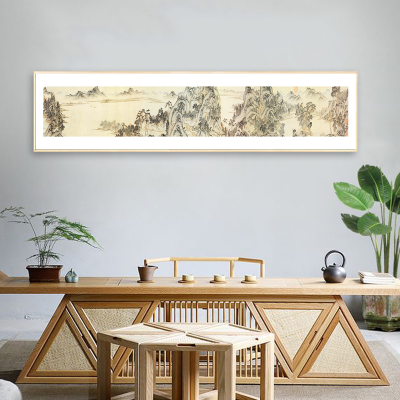 中式简约客厅沙发卧室墙背景挂画，中国风山水装饰画素材图片