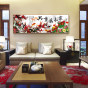 新中式简约客厅沙发墙背景挂画装饰画，彩色彩绘家和万事兴横幅挂画 (2).jpg