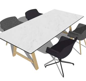 现代桌椅组合草图大师模型，桌椅组合sketchup模型
