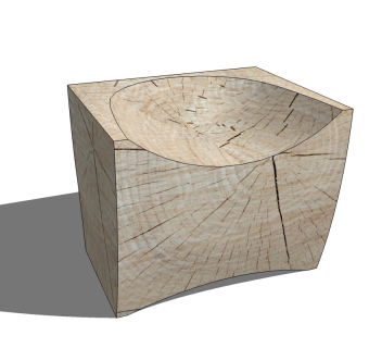 自然风实木凳子草图大师模型，凳子sketchup模型