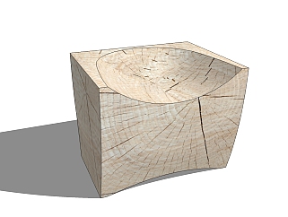 <em>自然风</em>实木凳子草图大师模型，凳子sketchup模型