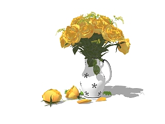 <em>现代花瓶</em>花卉草图大师模型，花瓶花卉sketchup模型