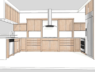 北欧<em>开放式厨房</em>草图大师模型，厨房sketchup模型
