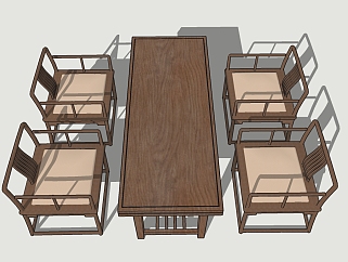中式餐桌<em>椅</em>草图大师模型，餐桌<em>椅</em>sketchup模型