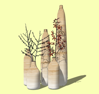 现代花瓶花卉草图大师模型，花瓶花卉sketchup模型