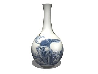 中式<em>陶罐</em>花瓶草图大师模型，花瓶sketchup模型