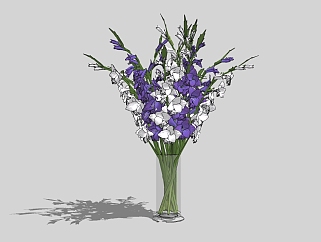 <em>现代花瓶花卉</em>草图大师模型，花瓶花卉sketchup模型